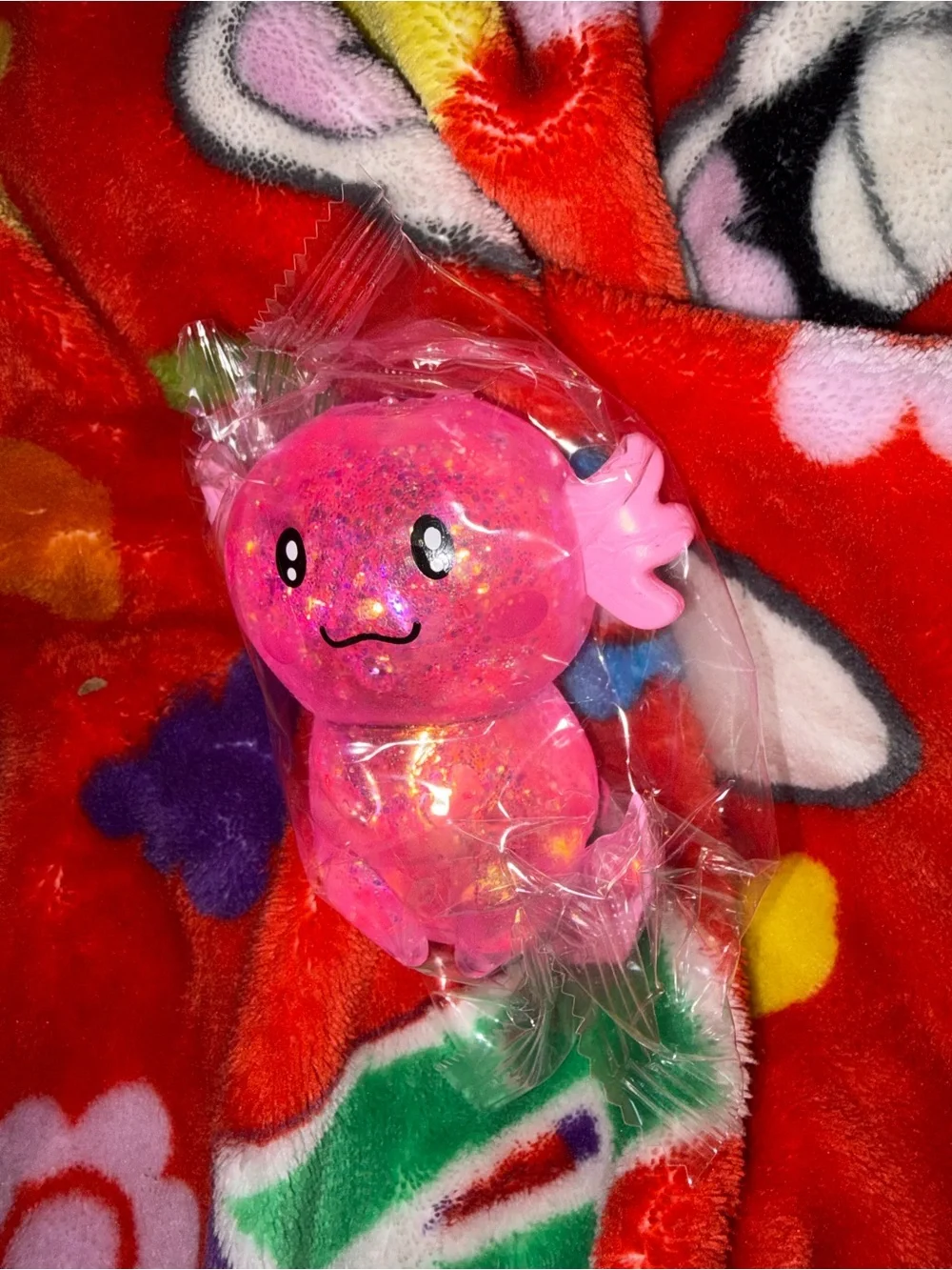 Small  2-3 inch Glitter Axolotl squishy viral Toy - Pink New QUICK SHIP